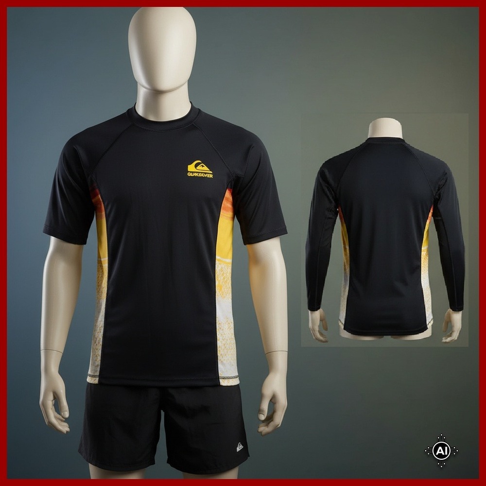 Quiksilver Rash Guard Womens XL Black Long Sleeve Sun Shirt Surf Swim UPF
